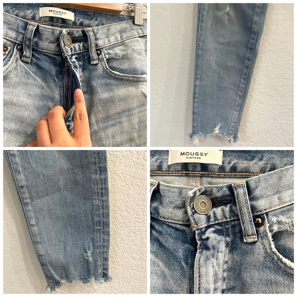 Moussy Vintage Altawoods Mid Rise Distressed Skinny Jeans in Light Blue Wash - Picture 14 of 16